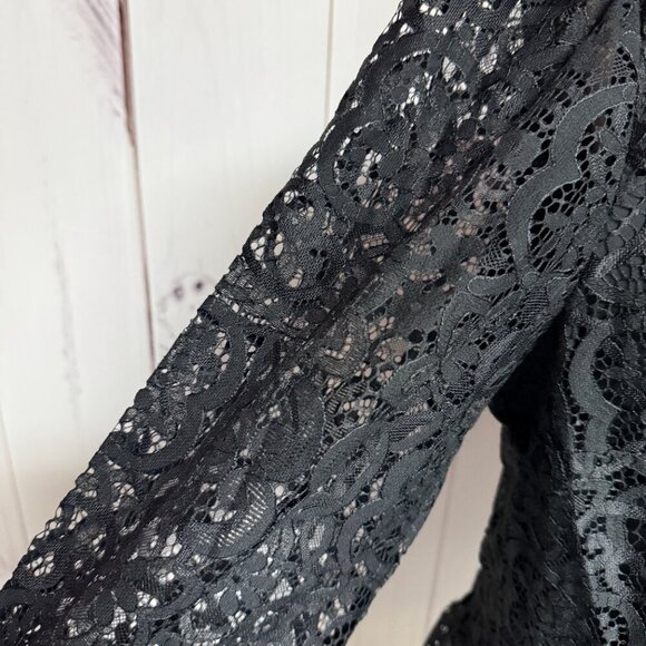 Lilly Pulitzer Jacelynne Lace Top Women’s M Black Long Sleeve Blouse - Picture 7 of 11